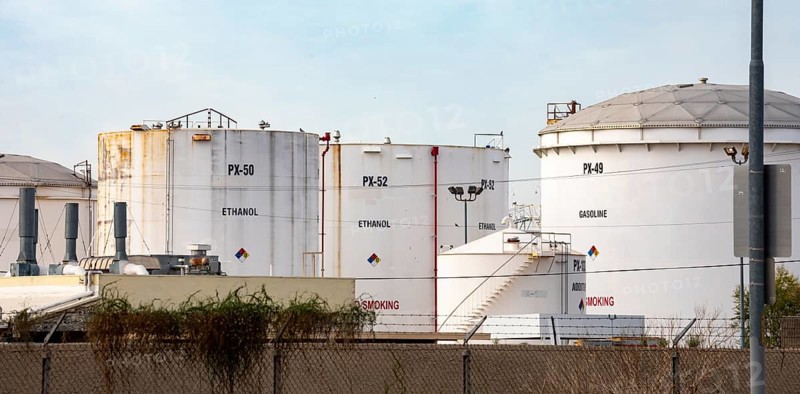 Phoenix, Arizona - A gasoline and ethanol fuel tanks, a few of the dozens of gasoline and other fuel tanks on the west side of the city