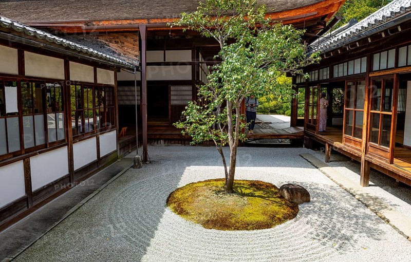 Courtyard with Zen Garden, Circle Triangle Square Garden, Kenninji Hombo, Kennin-ji Buddhist Temple, Higashiyama, Kyoto, Japan