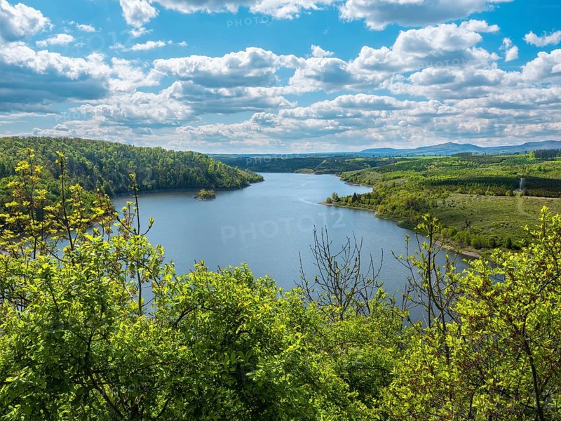 View of the Rappbode Reservoir in the Harz Mountains, Wendefurth, Saxony-Anhalt, Germany