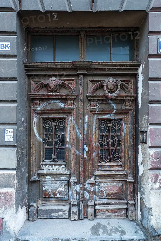 Historic 19th century front door, Krakow, Poland
