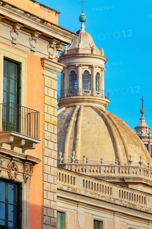View of the dome of Badia di Sant'Agata church, Catania, Sicily, Italy