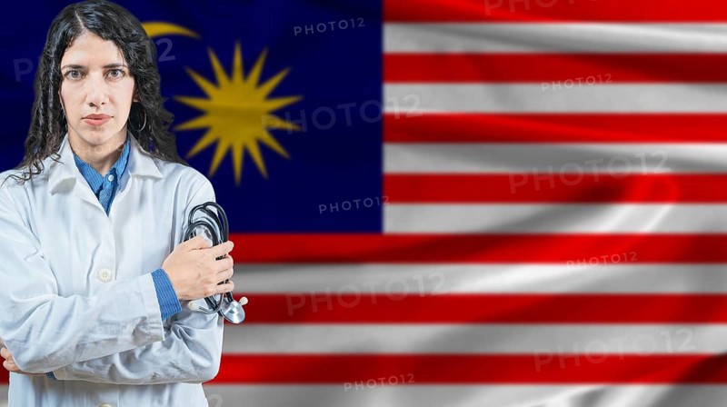 Malaysian national health system, Medical professional on Malaysia flag background