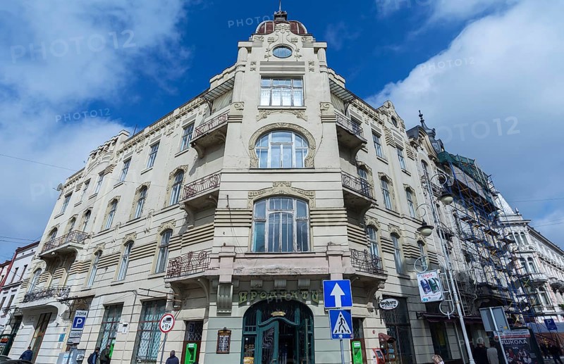 Large corner house in art nouveau style built around 1900, Lemberg, Ukraine