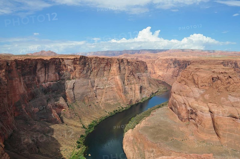 Aerial view of a deep gorge with the Colorado River flowing through, Horseshoe Bend, Arizona, USA