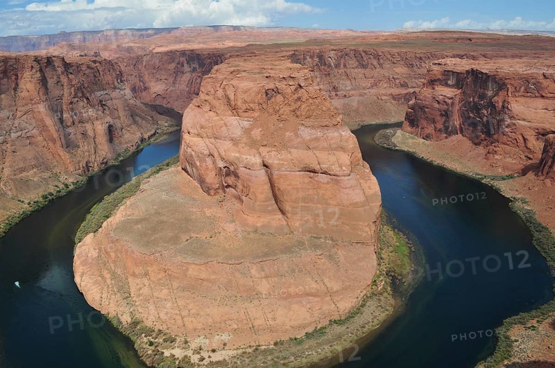 The distinctive rock formation at Horseshoe Bend, surrounded by the Colorado River, Arizona, USA