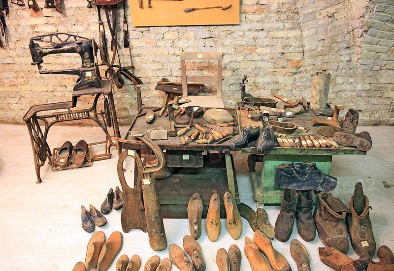 Museo della Civiltà Contadina, farmer's museum, shoemaker's workshop, La Rocca, Novellara Castle, Emilia-Romagna, Italy