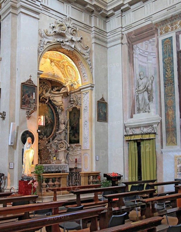 Interior of the Santo Stefano Collegiate Church in the town of Novellara, Emilia-Romagna, Italy