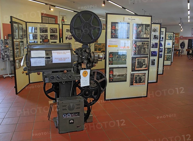 Brescello, Museum of Don Camillo and Peppone films, here one of the film cameras used, Emilia-Romagna, Italy