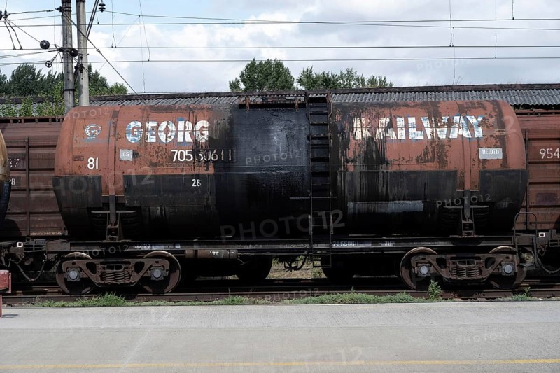 Gori, Georgia. September 10th 2025. A Georgian Railways oil or fuel tanker carriage, stationary at Gori City Rail Station, Georgia