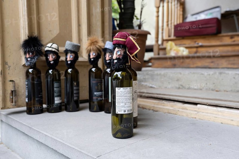 Tbilisi, Georgia. July 7th 2025. Decorative bottles of Georgian wine, Georgia is one of the oldest wine producing countries in the World