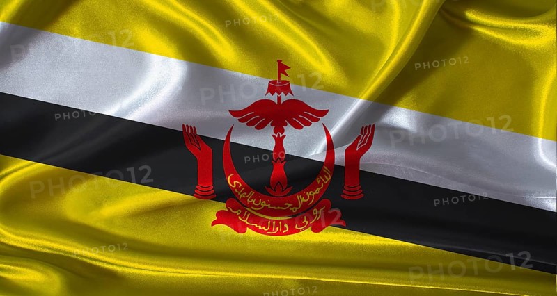 National flag of Brunei with cloth texture. Brunei flag with realistic texture background