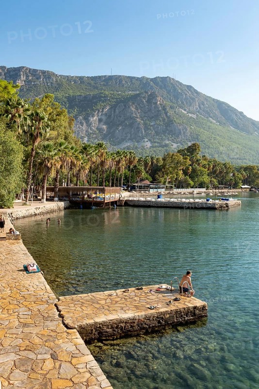Akyaka, Mugla, Turkey. September 8th 2022 Swimming promenade on the Gulf of Gokova and Akyaka beach near the popular tourist resort of Marmaris, Mugla province. The Turkish Riviera, south west Turkey