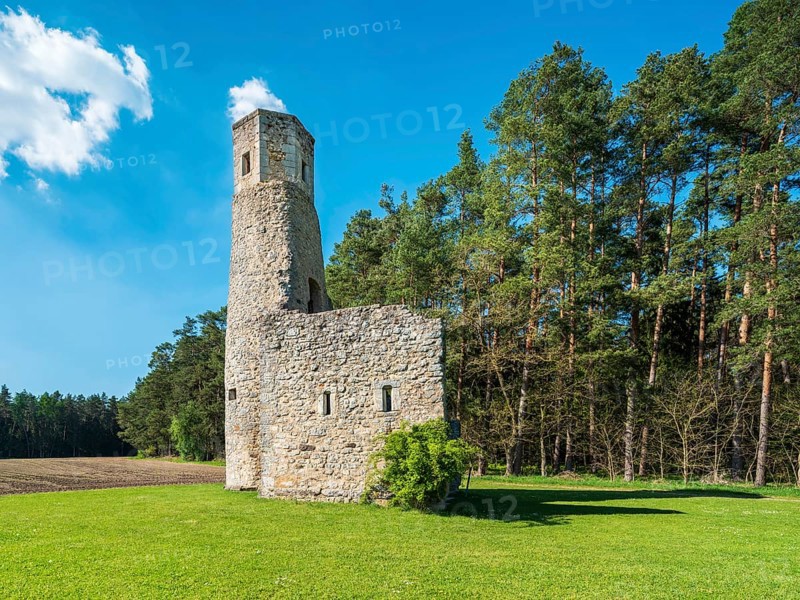 The ruins of the Circle Chapel, also Circle Chapel, church ruins near Dentlein am Forst, Middle Franconia, Bavaria Germany