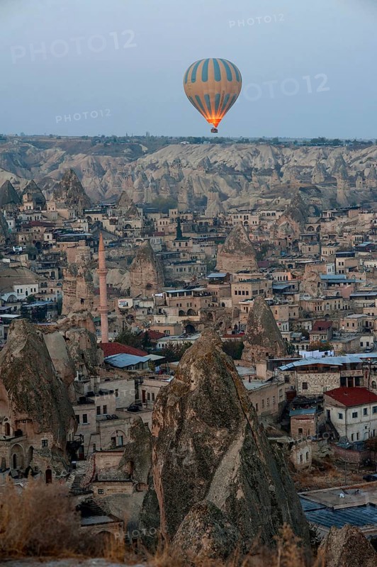Goreme, Cappadocia, Turkey. November 10th 2017 Hot air balloons over the landscape of Cappadocia, near the village of Goreme, Turkey