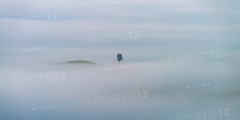 Landscape at sunrise around Volterra, Pisa province, Tuscany, Italy
