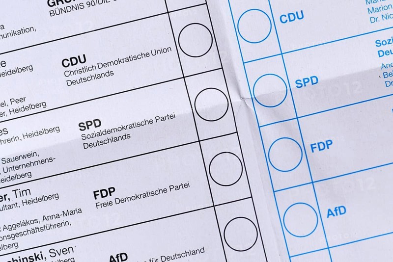 Heidelberg, Germany - February 11th 2026: Candidates on ballot paper for Baden-Württemberg 'Landtagswahl' state election 2026 showing voting options
