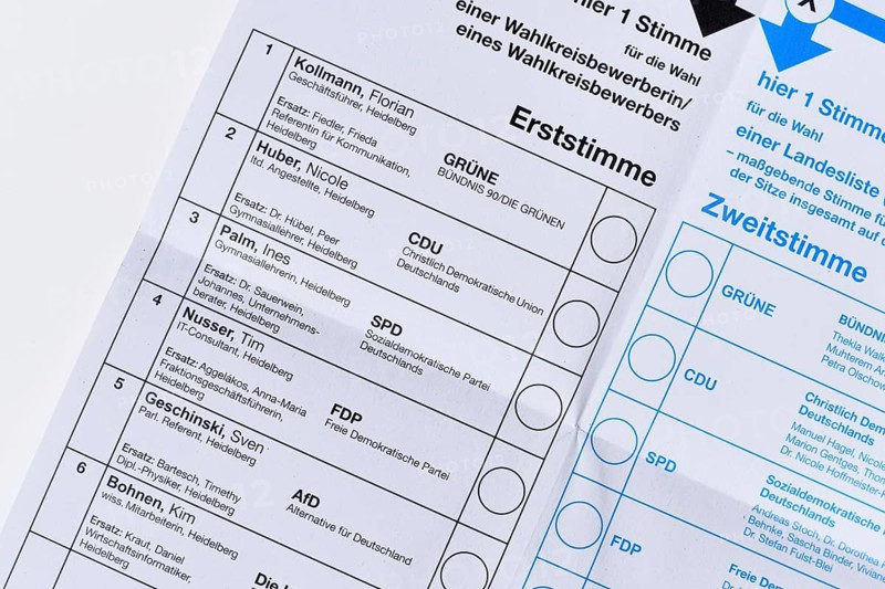 Heidelberg, Germany, February 11th: Ballot paper for Baden-Württemberg 'Landtagswahl' state election 2026 showing voting options