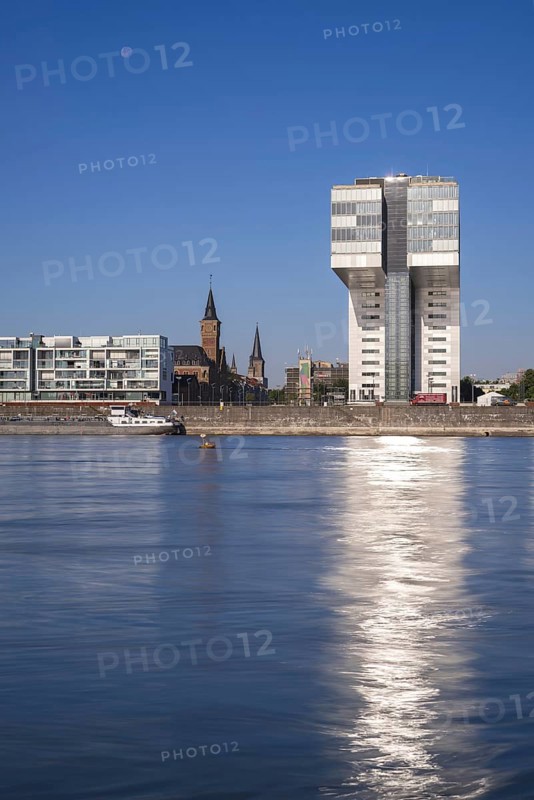 Rhein und Kranhaus Süd, Rheinauhafen, Cologne, North Rhine-Westphalia, Germany