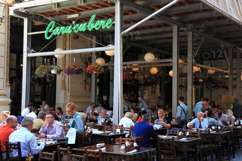 Romania, capital Bucharest, Bucuresti, the restaurant and bar Caru cu Bere, a beer palace with tradition in the Lipscani district
