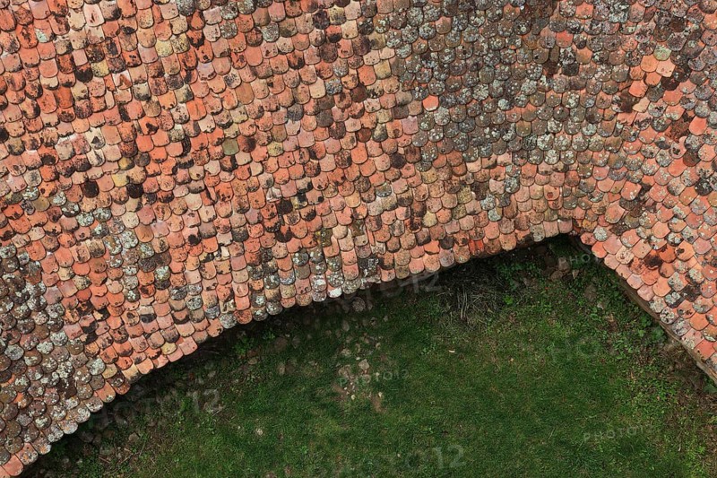Roof covering with beaver-tail-shaped tiles, Transylvania, Romania