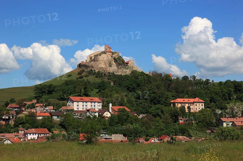Romania, view of the houses and castle of Rupea, German Reps, Reps Castle, city in Brasov district in Transylvania