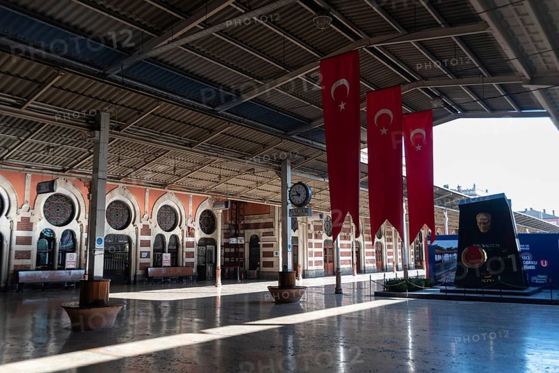 Istanbul, Turkey 10th November 2022 Inside Turkish Railways building Sirkeci train station, once the terminus of the Orient Express, Istanbul, Turkey
