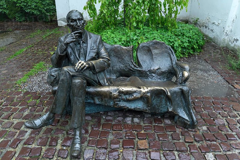 Bronze monument to Jan Karski, Polish officer, 1914-2000, important witness to the Holocaust, Krakow Poland