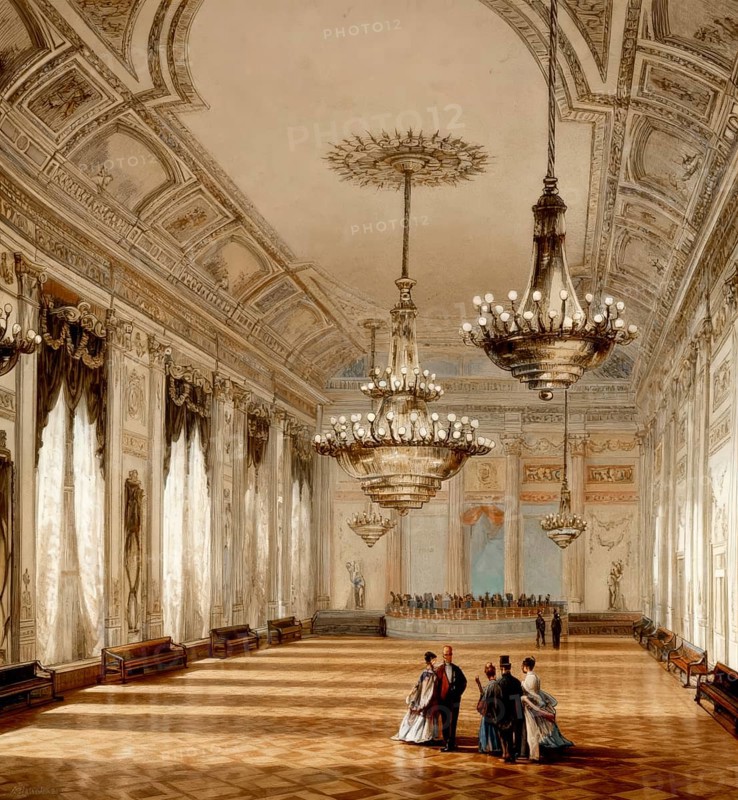 The ballroom, Almack's Assembly Rooms or Willis's Rooms, 19th century, a social club in London, England, United Kingdom