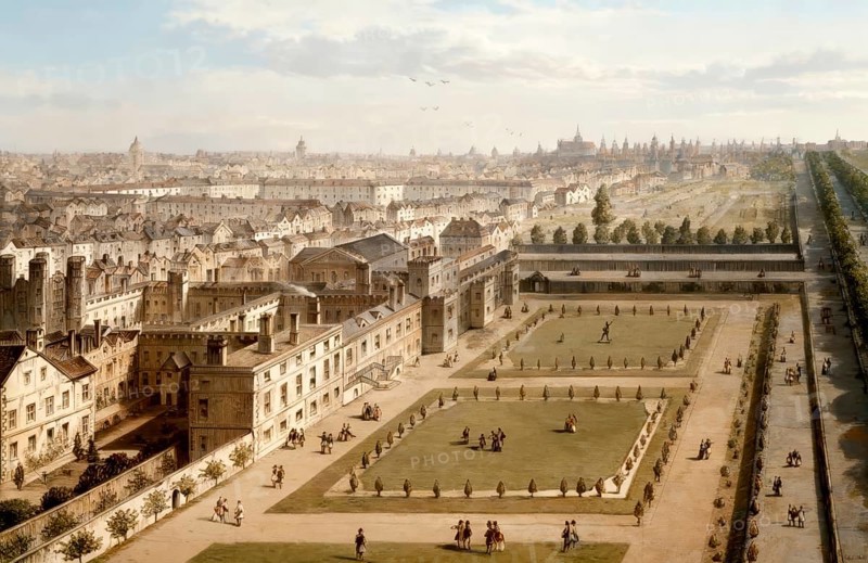 St James's Palace, left, and The Mall, 1715, London, England, United Kingdom