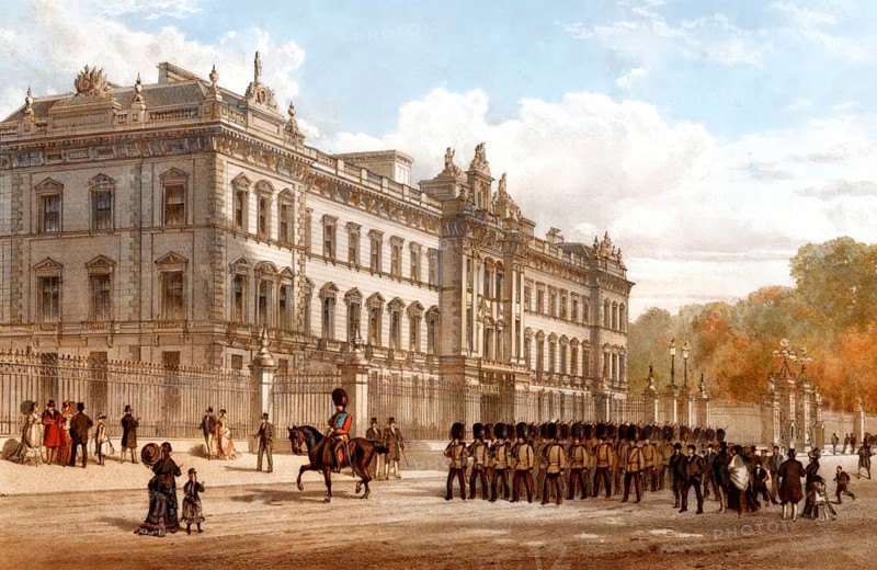 Buckingham Palace, 19th century, the London residence of the reigning monarch of the United Kingdom, London, England