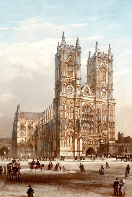 Westfront of Westminster Abbey, 19th century, London, England, United Kingdom