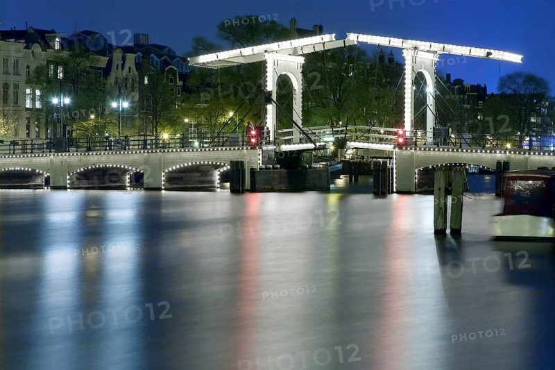 Margere Brug illuminates Amsterdam Holland Netherlands
