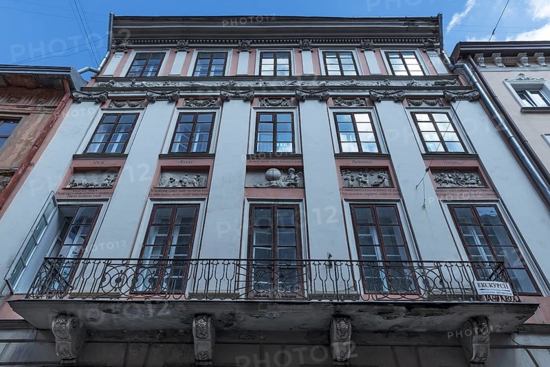 Four seasons house with twelve zodiac signs, the four seasons and Chronos reliefs, Lviv, Ukraine