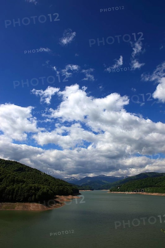 Lake Vidraru, Lacul Vidraru, an artificial reservoir in the Arges Valley in the Fagaras Mountains, South Carpathians, Romania