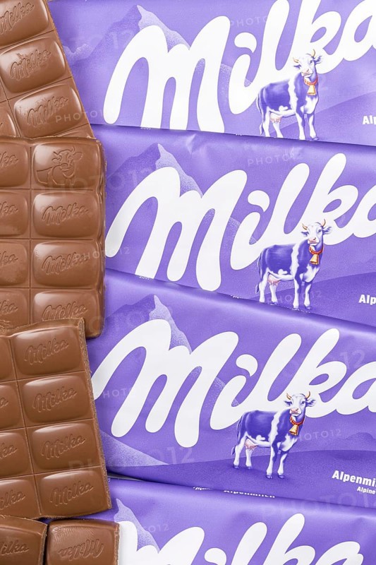 Milka chocolate bar Alpine milk chocolates with logo in Stuttgart, Germany