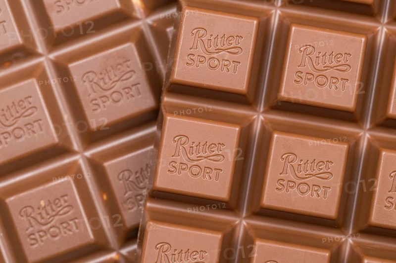 Ritter Sport chocolate close-up chocolate bar chocolate background with logo in Stuttgart, Germany