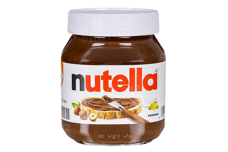 Nutella nut nougat cream 450g jar with logo cut against a white background in Stuttgart, Germany