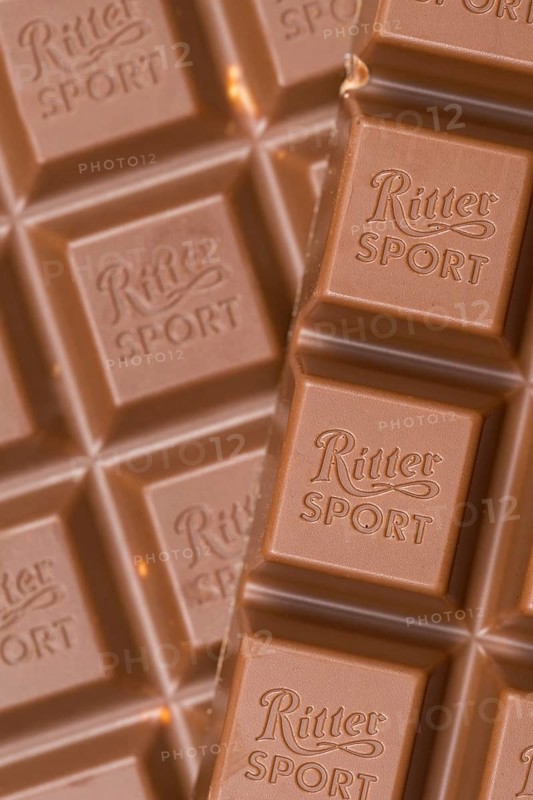 Ritter Sport chocolate close-up chocolate bar chocolate background with logo in Stuttgart, Germany