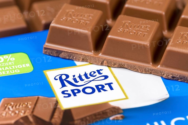 Ritter Sport chocolate whole milk chocolate bar chocolates with logo in Stuttgart, Germany