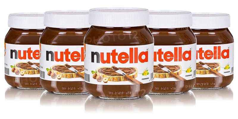 Nutella nut nougat cream 450g jars with logo cut against a white background in Stuttgart, Germany