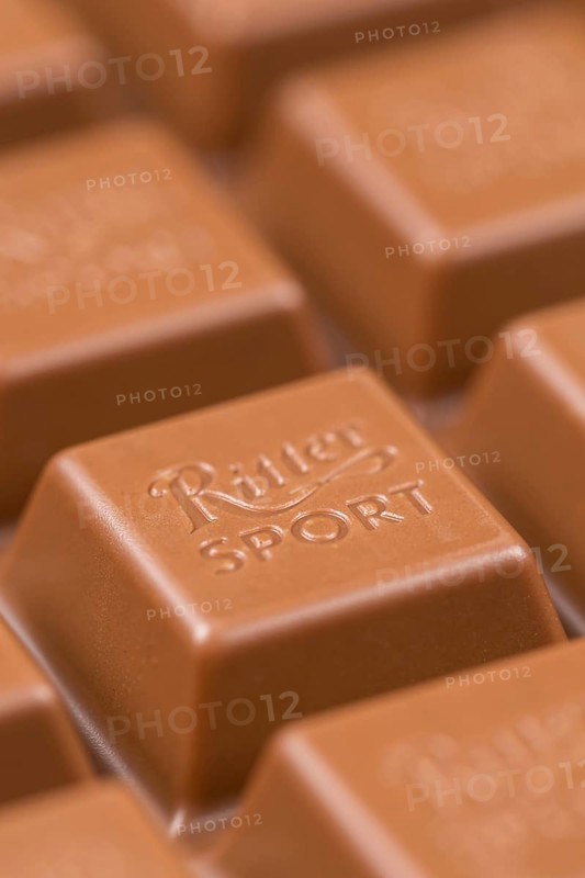 Ritter Sport chocolate close-up chocolate bar with logo in Stuttgart, Germany