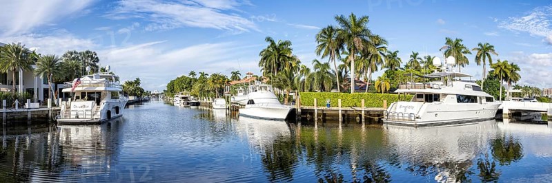 Fort Lauderdale Florida panoramic yachts and villas luxury wealth on Las Olas Blvd in Fort Lauderdale, USA