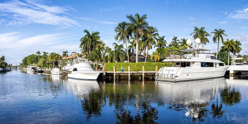 Fort Lauderdale Florida yachts and villas luxury wealth panorama on Las Olas Blvd in Fort Lauderdale, USA
