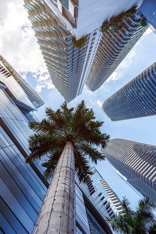 Miami skyline with high-rise real estate in the Brickell district of Miami, USA