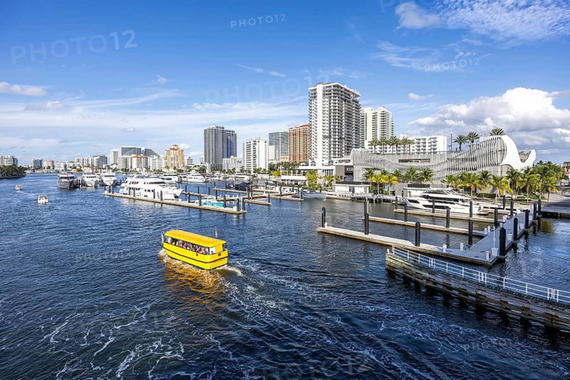 Fort Lauderdale skyline at Las Olas Marina with Florida boats yachts in Fort Lauderdale, USA