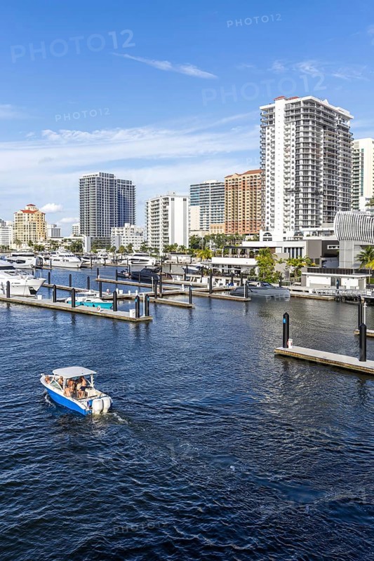 Fort Lauderdale skyline at Las Olas Marina with Florida boats yachts in Fort Lauderdale, USA