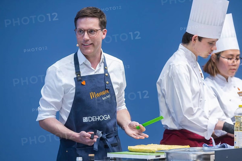 Manuel is cooking! at Intergastra in Stuttgart. DEHOGA Baden-Württemberg event with Manuel Hagel, the CDU's top candidate for the post of Minister-President. Baden-Württemberg will elect a new state parliament on March 5, 2026. INTERGASTRA, leading trade fair for the hotel and catering industry. Stuttgart, Baden-Württemberg, Germany