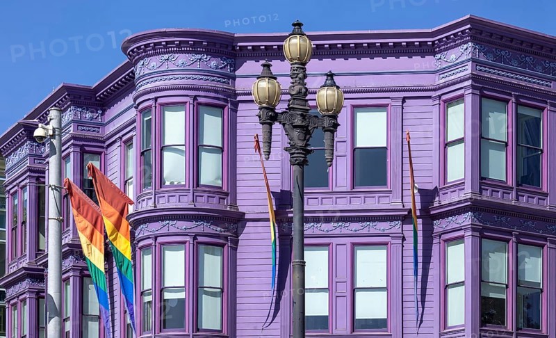 San Francisco, USA, colorful building of gay and LGBTQ community in Castro district. Central hub for LGBTQ+ culture, history, nightlife, and activism
