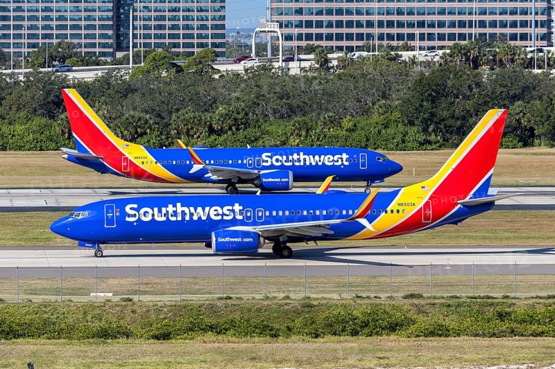 Southwest Airlines Boeing 737 aircraft with license plate N8503A at Tampa airport, USA