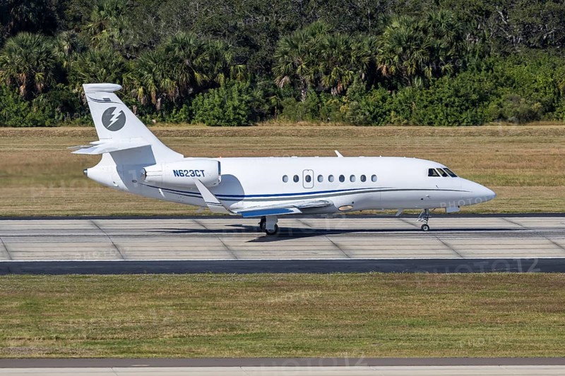 A LJ Aviation Dassault Falcon 2000EX private jet aircraft with license plate N623CT at Tampa airport, USA